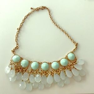 Mint Green, White and Gold Bib Necklace